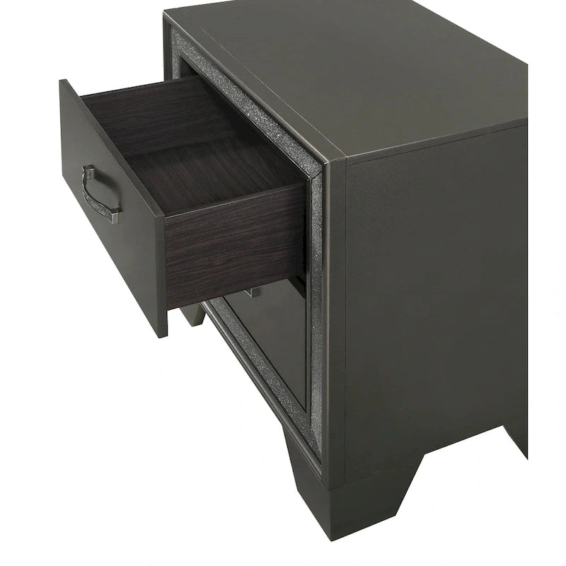 Ensemble de chambre à coucher Hoyt 5 pièces en similicuir gris foncé avec panneaux capitonnés