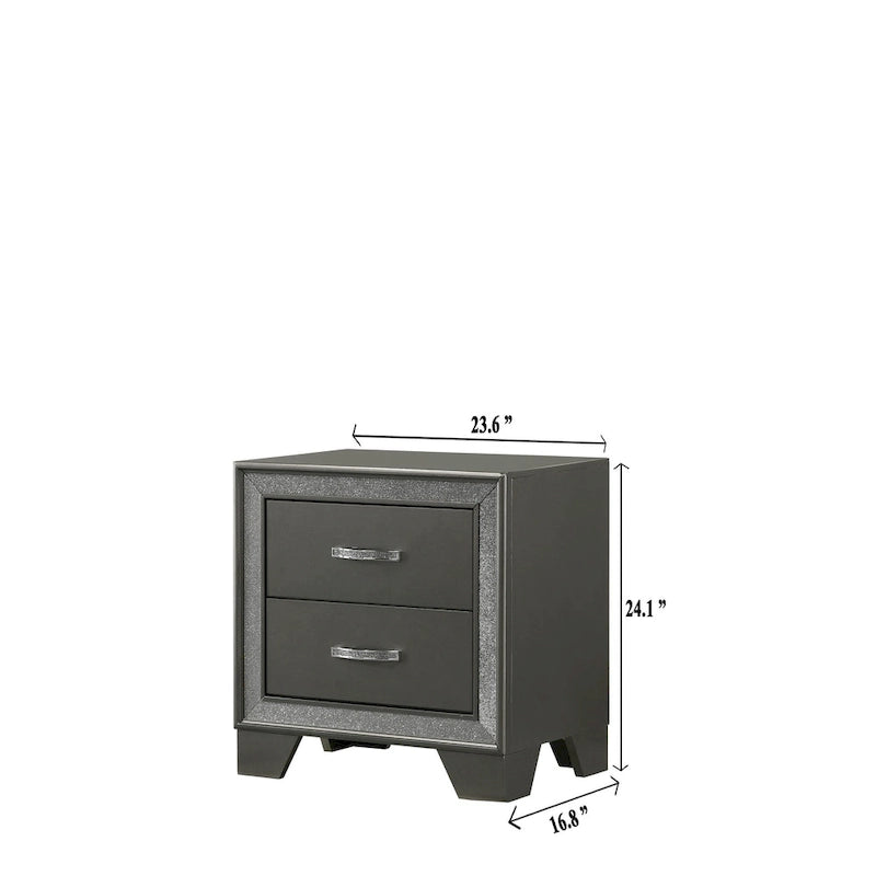 Ensemble de chambre à coucher Hoyt 5 pièces en similicuir gris foncé avec panneaux capitonnés
