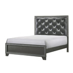 Ensemble de chambre à coucher Hoyt 5 pièces en similicuir gris foncé avec panneaux capitonnés