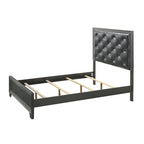 Ensemble de chambre à coucher Hoyt 5 pièces en similicuir gris foncé avec panneaux capitonnés