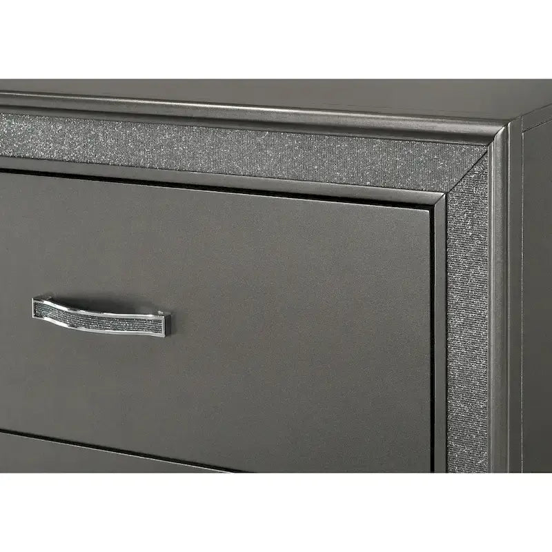 Ensemble de chambre à coucher Hoyt 5 pièces en similicuir gris foncé avec panneaux capitonnés