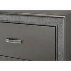 Ensemble de chambre à coucher Hoyt 5 pièces en similicuir gris foncé avec panneaux capitonnés