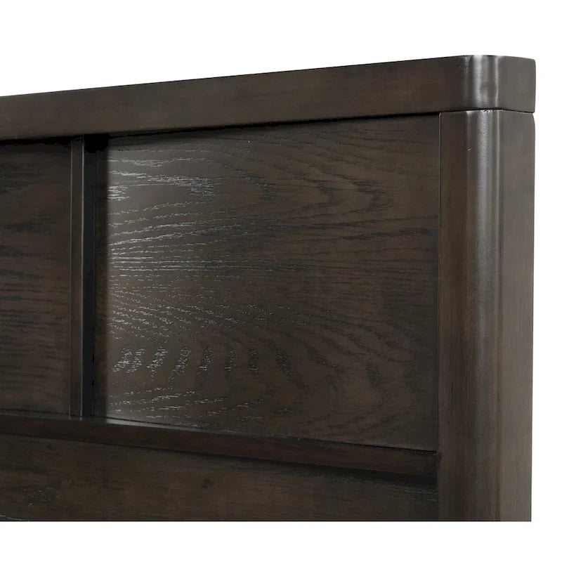 Ensemble de lit Roundhill Furniture Belani en panneaux de bois, comprenant un lit, une commode, un miroir et deux tables de chevet, couleur expresso