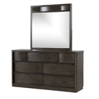 Ensemble de lit Roundhill Furniture Belani en panneaux de bois, comprenant un lit, une commode, un miroir et deux tables de chevet, couleur expresso