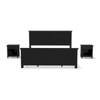 Ensemble 3 pièces en bois noir Oak Park avec lit king et deux tables de chevet par Homestyles