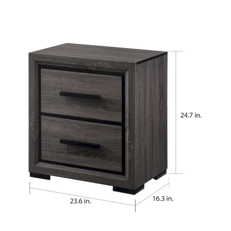 Ensemble de chambre à coucher Rothwell contemporain en bois gris avec étagères, composé de 2 panneaux, par Strick &amp; Bolton