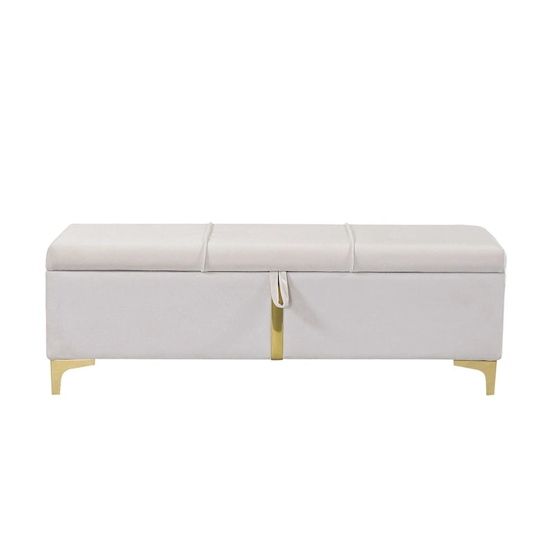 Ensemble de chambre à coucher 2 pièces : lit queen size avec pouf de rangement