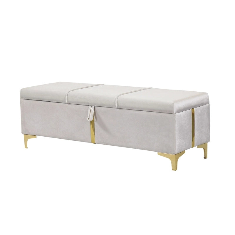 Ensemble de chambre à coucher 2 pièces : lit queen size avec pouf de rangement