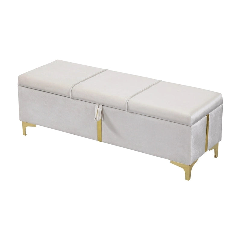 Ensemble de chambre à coucher 2 pièces : lit queen size avec pouf de rangement