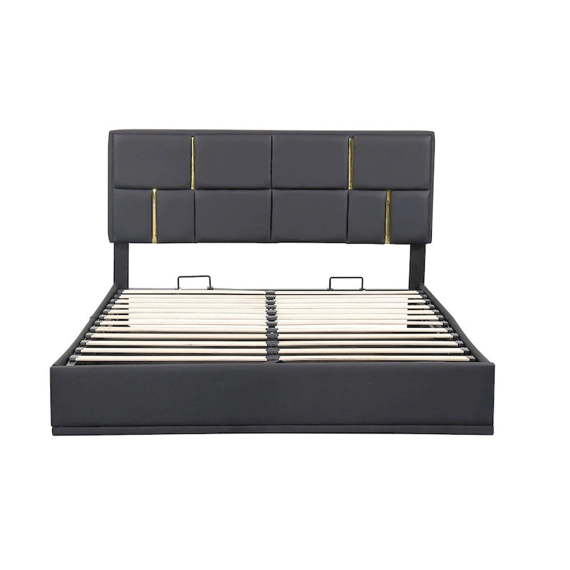 Ensemble de chambre à coucher 2 pièces : lit queen size avec pouf de rangement