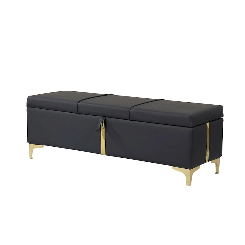 Ensemble de chambre à coucher 2 pièces : lit queen size avec pouf de rangement