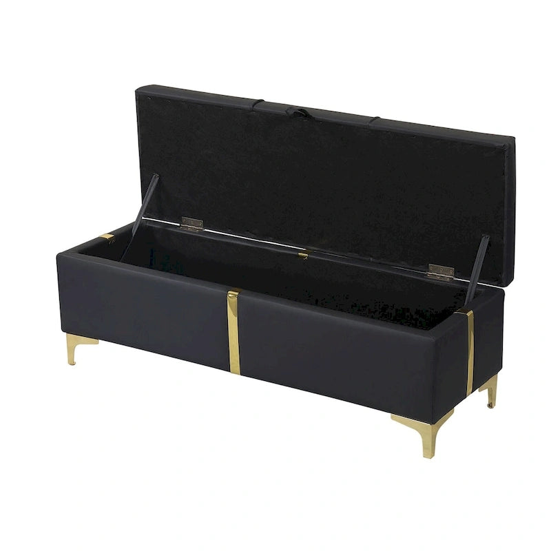 Ensemble de chambre à coucher 2 pièces : lit queen size avec pouf de rangement