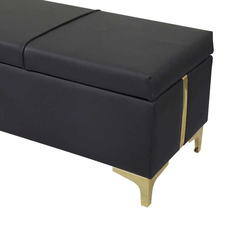 Ensemble de chambre à coucher 2 pièces : lit queen size avec pouf de rangement