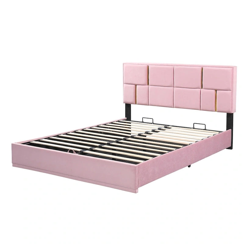Ensemble de chambre à coucher 2 pièces : lit queen size avec pouf de rangement