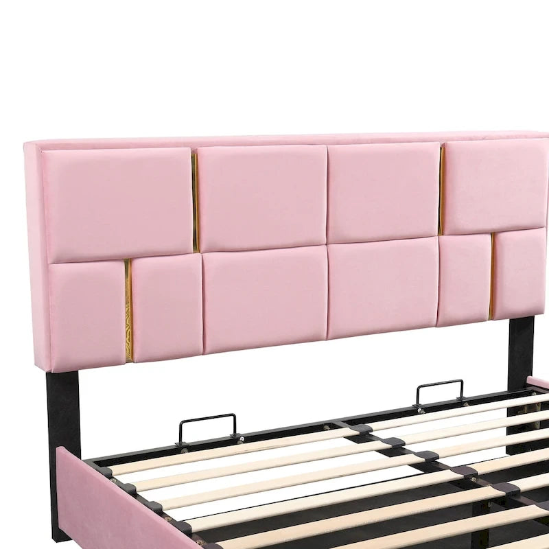 Ensemble de chambre à coucher 2 pièces : lit queen size avec pouf de rangement