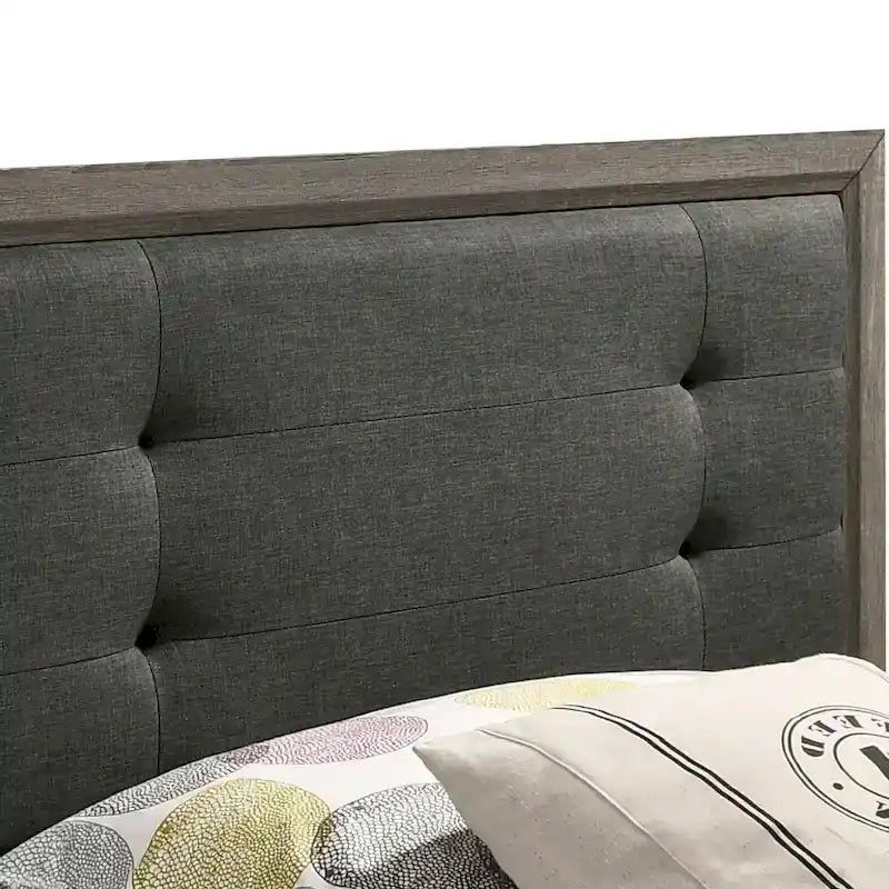 Ensemble lit et lit gigogne Aury Transitional en bois gris capitonné, composé de deux panneaux, par Furniture of America