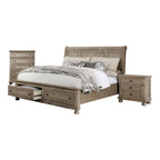 Ensemble de chambre à coucher Nahkohe Transitional en bois gris avec rangement intégré et port USB, 3 pièces, par Furniture of America
