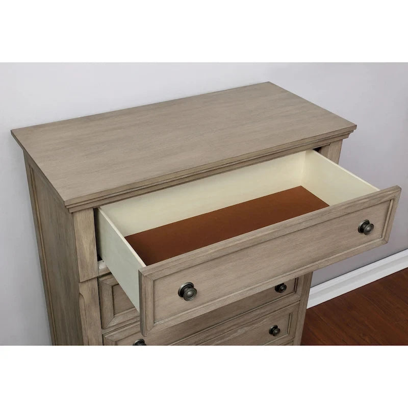Ensemble de chambre à coucher Nahkohe Transitional en bois gris avec rangement intégré et port USB, 3 pièces, par Furniture of America
