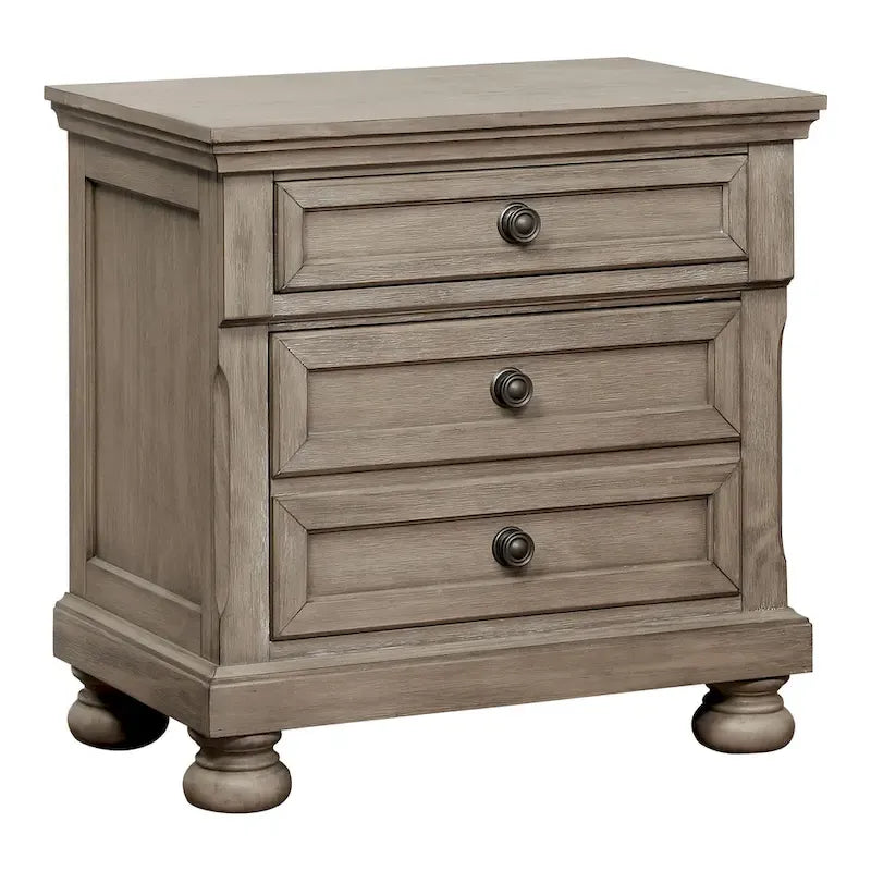 Ensemble de chambre à coucher Nahkohe Transitional en bois gris avec rangement intégré et port USB, 3 pièces, par Furniture of America