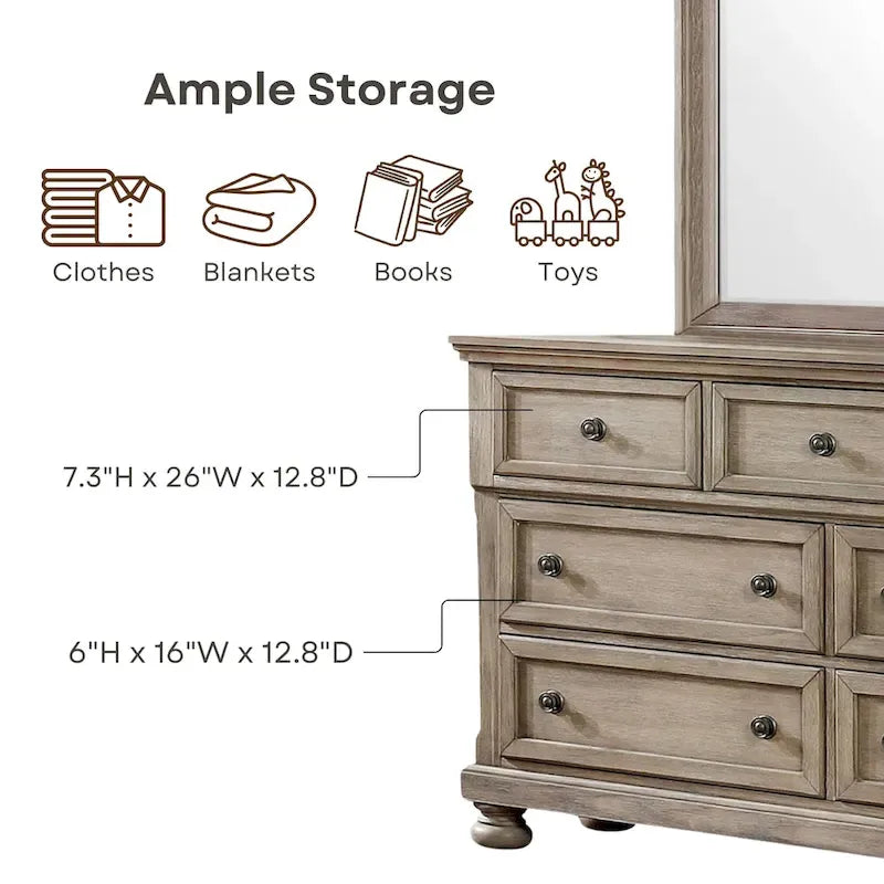 Ensemble lit traîneau et commode de rangement Nahkohe en bois gris transitionnel, 2 pièces, par Furniture of America