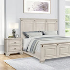 Ensemble de chambre à coucher 3 pièces Roundhill Furniture Renova en bois parchemin vieilli, lit à panneaux et 2 tables de chevet