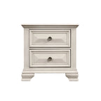 Ensemble de chambre à coucher 3 pièces Roundhill Furniture Renova en bois parchemin vieilli, lit à panneaux et 2 tables de chevet