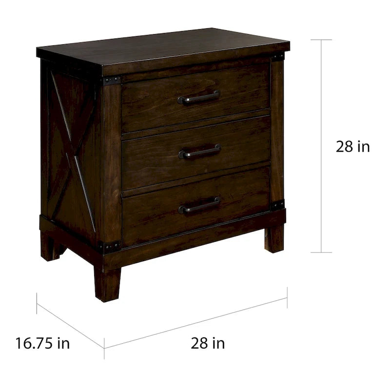 Ensemble lit et table de chevet Epona rustique en bois de noyer foncé (2 pièces) par The Gray Barn