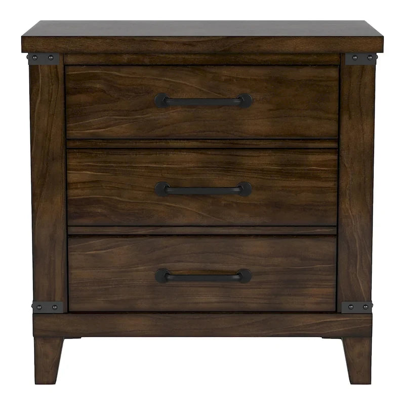 Ensemble lit et table de chevet Epona rustique en bois de noyer foncé (2 pièces) par The Gray Barn