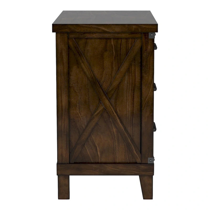 Ensemble lit et table de chevet Epona rustique en bois de noyer foncé (2 pièces) par The Gray Barn