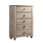 Ensemble de chambre à coucher contemporain Roundhill Furniture Imerland, blanc délavé, format King, 6 pièces