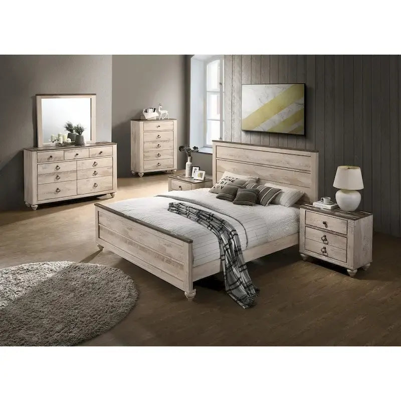 Ensemble de chambre à coucher contemporain 6 pièces Roundhill Furniture Imerland pour lit queen