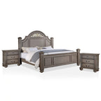 Ensemble de chambre à coucher traditionnel 3 pièces Vame en bois gris avec deux tables de chevet, par Furniture of America