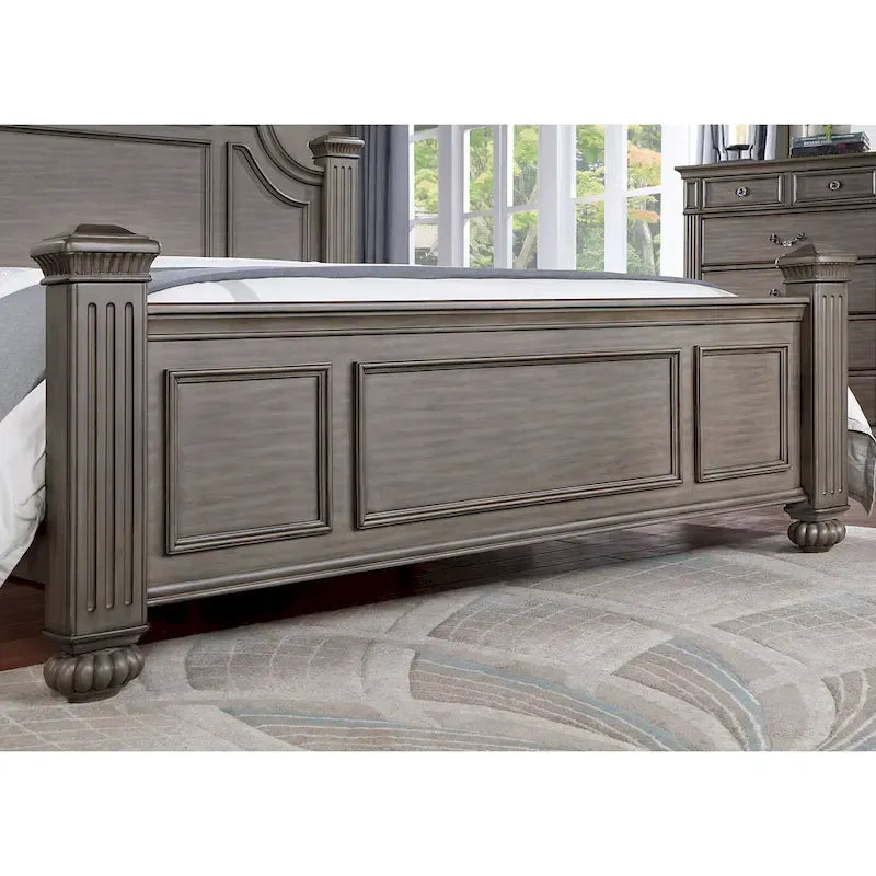Ensemble de chambre à coucher traditionnel 3 pièces Vame en bois gris avec deux tables de chevet, par Furniture of America