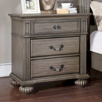 Ensemble de chambre à coucher traditionnel 3 pièces Vame en bois gris avec deux tables de chevet, par Furniture of America