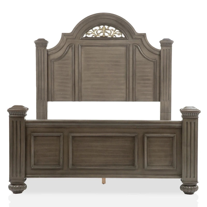 Ensemble de chambre à coucher traditionnel 3 pièces Vame en bois gris avec deux tables de chevet, par Furniture of America