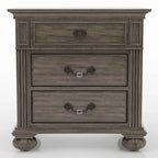 Ensemble de chambre à coucher traditionnel 3 pièces Vame en bois gris avec deux tables de chevet, par Furniture of America