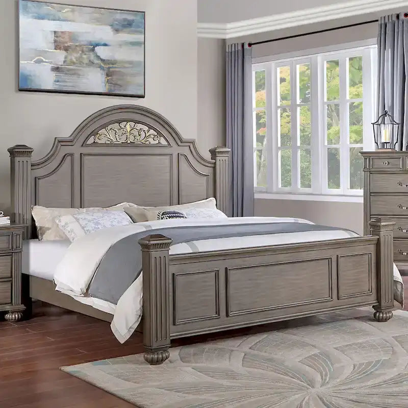 Ensemble de chambre à coucher traditionnel Vame en bois gris, 5 pièces, par Furniture of America
