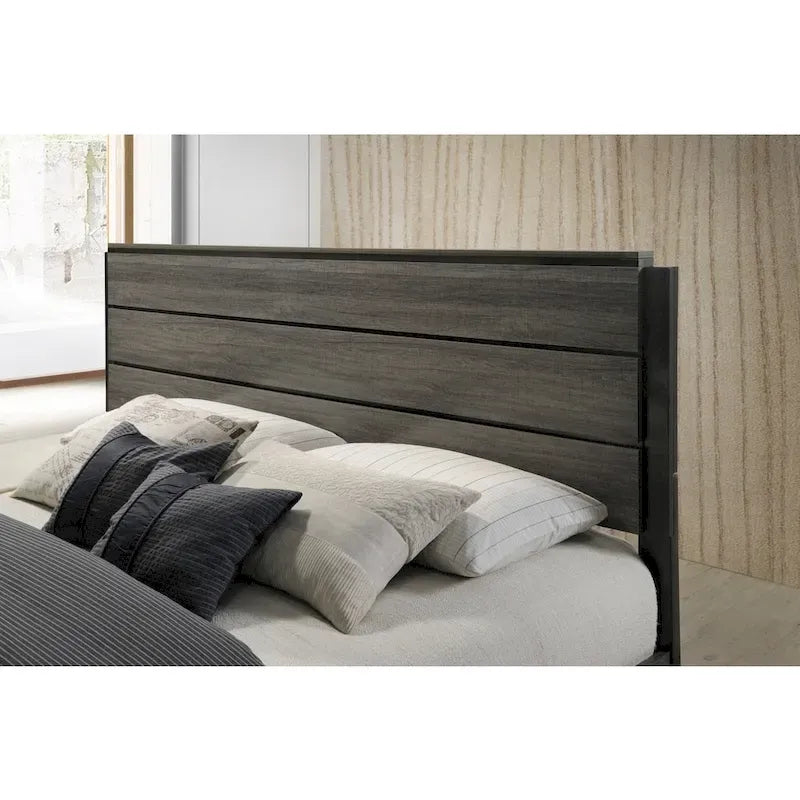 Ensemble de chambre à coucher Roundhill Furniture Ioana 187 en bois gris antique, 6 pièces, format king size