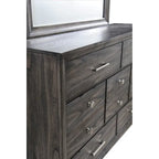Ensemble de chambre à coucher Ayla 5 pièces avec plateforme en tissu gris et rangement