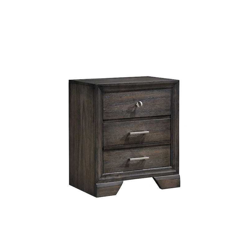 Ensemble de chambre à coucher Ayla 5 pièces avec plateforme en tissu gris et rangement