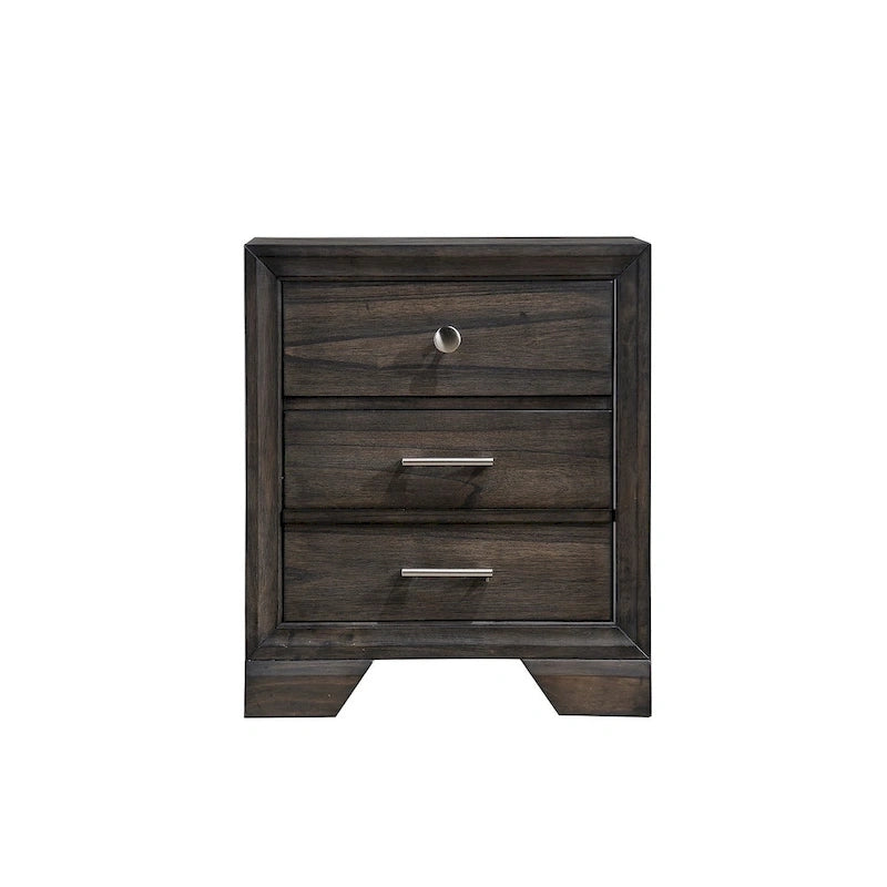 Ensemble de chambre à coucher Ayla 5 pièces avec plateforme en tissu gris et rangement