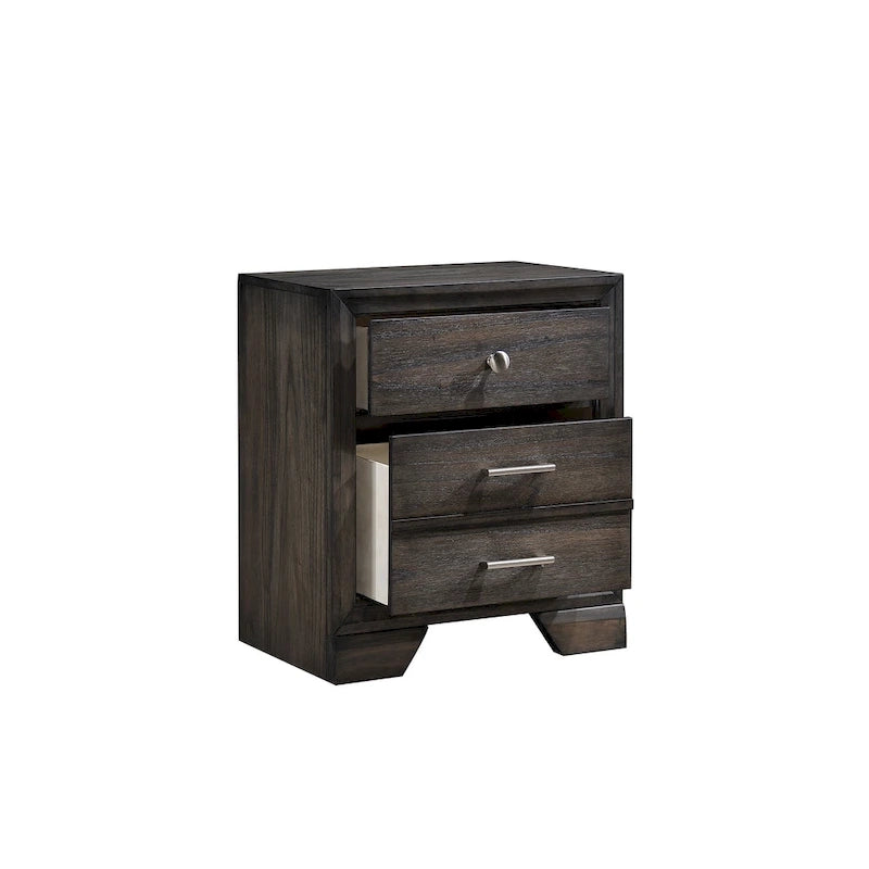 Ensemble de chambre à coucher Ayla 5 pièces avec plateforme en tissu gris et rangement