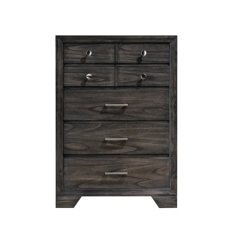 Ensemble de chambre à coucher Ayla 5 pièces avec plateforme en tissu gris et rangement