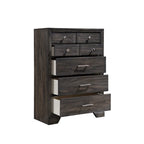 Ensemble de chambre à coucher Ayla 5 pièces avec plateforme en tissu gris et rangement