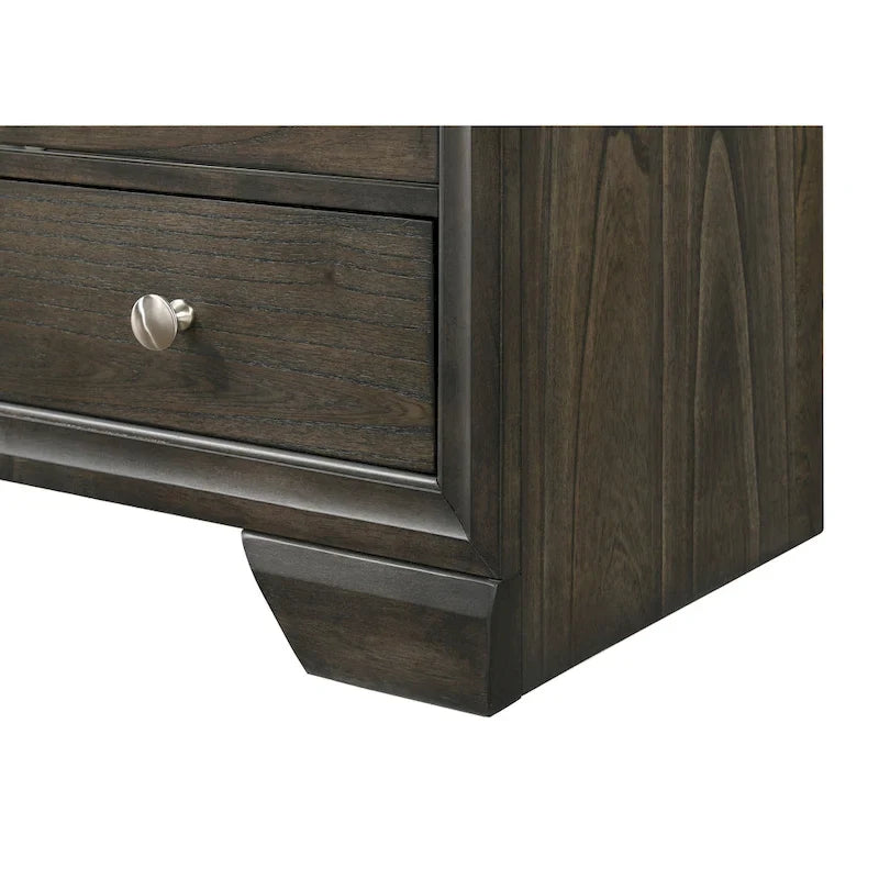 Ensemble de chambre à coucher Ayla 5 pièces avec plateforme en tissu gris et rangement