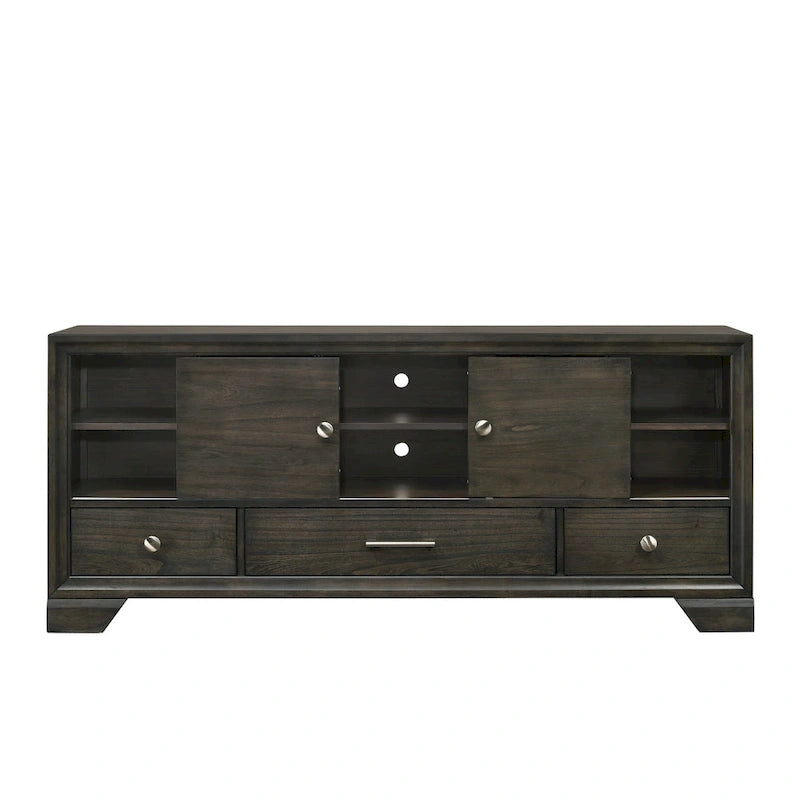 Ensemble de chambre à coucher Ayla 5 pièces avec plateforme en tissu gris et rangement