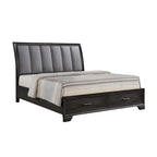 Ensemble de chambre à coucher Ayla 5 pièces avec plateforme en tissu gris et rangement
