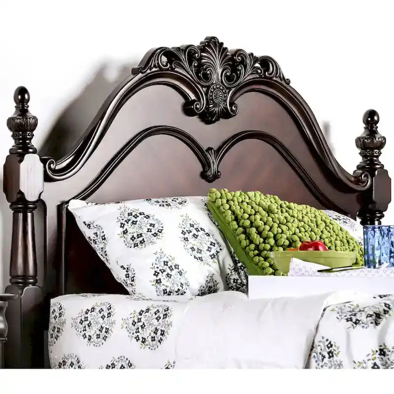 Ensemble de chambre à coucher traditionnel Diva en bois massif cerisier, 2 pièces, avec colonne, par Furniture of America