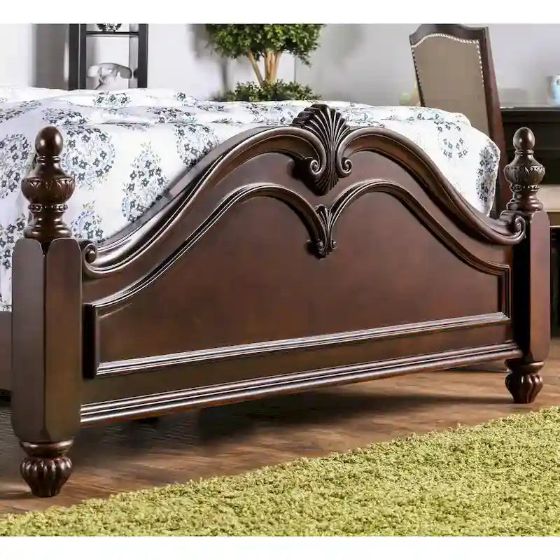 Ensemble de chambre à coucher traditionnel Diva en bois massif cerisier, 2 pièces, avec colonne, par Furniture of America