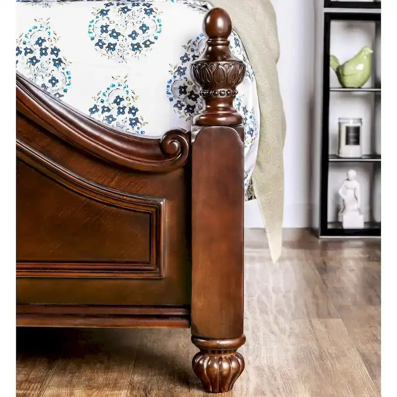 Ensemble de chambre à coucher traditionnel Diva en bois massif cerisier, 2 pièces, avec colonne, par Furniture of America